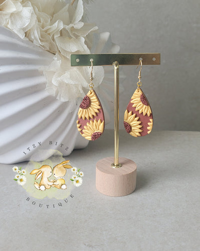 Sunflower Burgundy Dangles