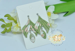 Green Floral Drop Earrings