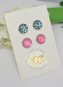 Colourful Leopard Print Stud Earring sets